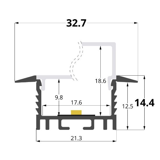Picture of Recessed 32x15mm alluminium profile