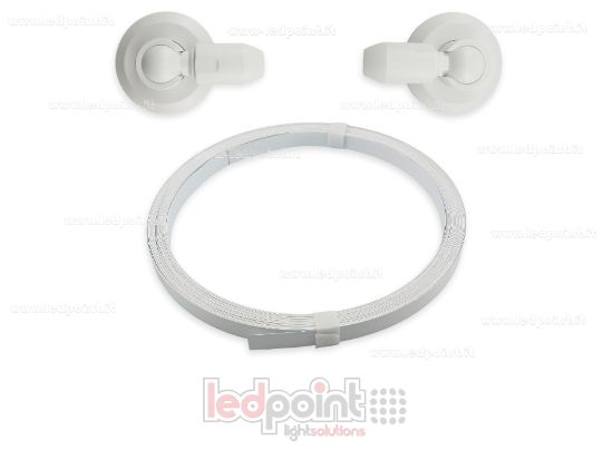 Immagine di Nastro profilo flessibile in acciaio bianco per strisce led, 20m