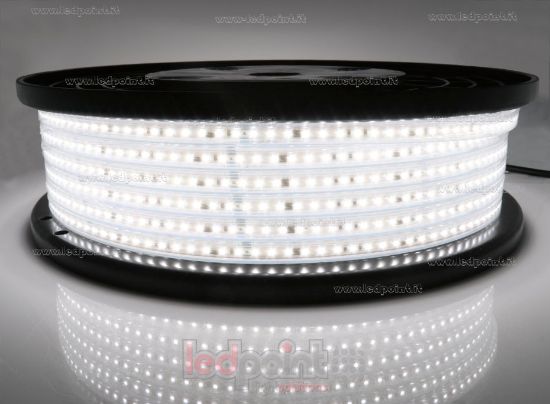 Immagine di Striscia led 50m led bianco 4000K 2835 120led/m 230V 16,5W/m, IP65 tubo di silicone estruso bordi pieni interno vuoto