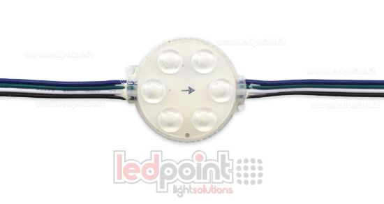 Bild von Modul 6 Pixel RGB LED 1804IC 3528 24V 1,44W IP67 mit 165° Linse