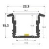 Immagine di Profilo in alluminio da incasso 23x15mm