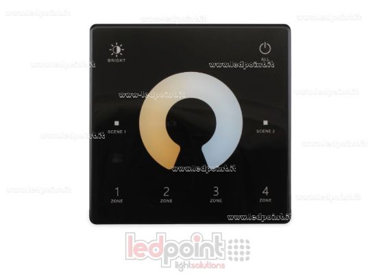 Picture of CCT, battery-powered, single-zone, slim, black, wall-mounted RF2.4G remote control