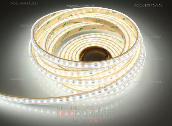 Immagine di Striscia led 5m bianco 4000K 3step 2835 120led/m 24V 9,6W/m, IP65 tubo di silicone estruso bordi pieni interno vuoto