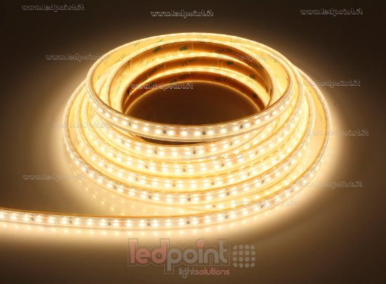 Immagine di Striscia led 5m bianco caldo 3000K 3step 2835 120led/m 24V 9,6W/m, IP65 tubo di silicone estruso bordi pieni interno vuoto
