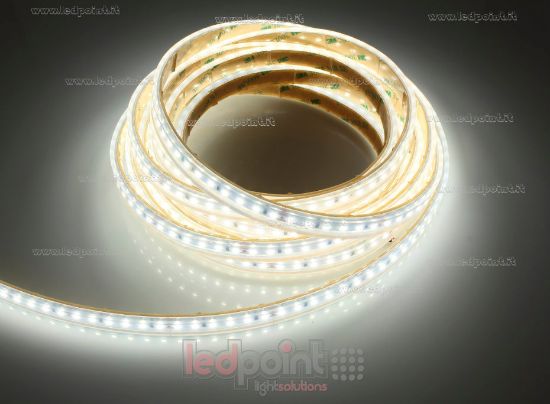 Immagine di Striscia led 5m bianco 4000K 3step 2835 120led/m 24V 14,4W/m, IP65 tubo di silicone estruso bordi pieni interno vuoto