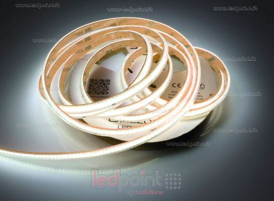 Immagine di Striscia led COB 25m led bianco 4000K 296led/m 230V 11W/m, IP65 tubo di silicone estruso bordi pieni interno vuoto