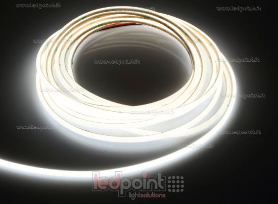 Picture of 5m white 4000K COB LED strip 480led/m 24V 6W/m 3mm PCB IP67 with spherical extruded silicone tube