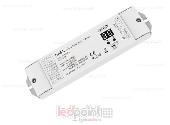 Immagine di Dimmer DALI-2, 5 canali da 4A 12-24V o 3A 36-48V DC, tensione costante (DT6/DT8)