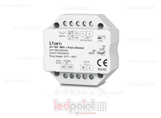 Bild von 1-Kanal monochromer Dimmer-Empfänger 0/1-10V WIFI, Push-Dim AC, RF 2.4G, für Wandverteilerdose