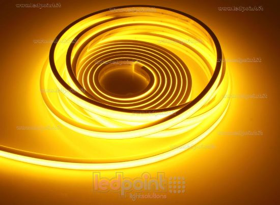 Immagine di Striscia led 5m giallo dorato 2025 264led/m 24V 12W/m, IP67 silicone solido bianco