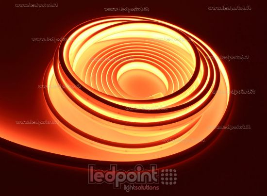 Immagine di Striscia led 5m arancione 2025 264led/m 24V 12W/m, IP67 silicone solido bianco