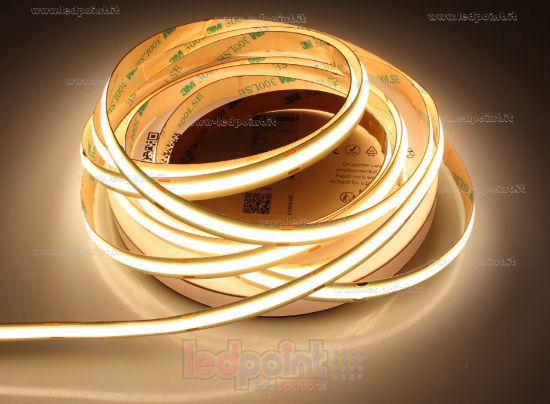 Immagine di Striscia led COB 10m bianco caldo 3000K CRI Ra>90 528led/m 24V 15,5W/m