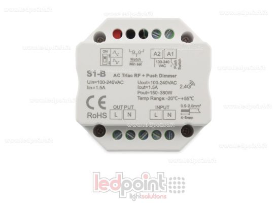 Immagine di Controller monocromatico triac 100/230V, push dim AC, RF 2.4G, per scatola di derivazione a parete