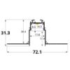 Bild von 72x31 mm weiß lackiertes Aluminiumprofil für Gipskarton ohne Stanzung, 3 meter