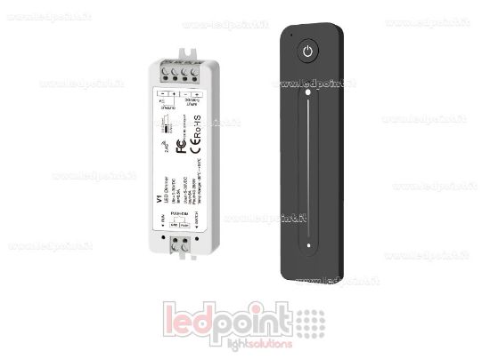 Immagine di Kit telecomando + controller monocromatico con pulsante 5/36V, 1ch*8A, RF 2.4G