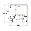 Picture of 34x34mm aluminium profile for wall installation