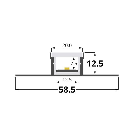 Immagine di Profilo in alluminio per pavimento in ceramica 12mm waterproof calpestabile, 3 metri