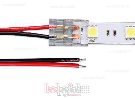 Picture of Transparent 2-pin connector with 10cm cable, for 10mm PCB LED strips, reduced version