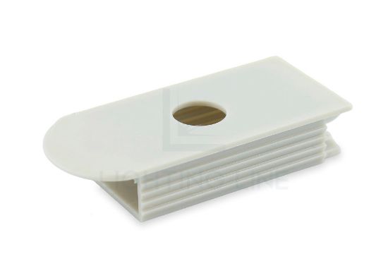 Bild von Grauer, abgerundeter linker Deckel für Einbau-Aluminiumprofil RE10-02 für Schalter