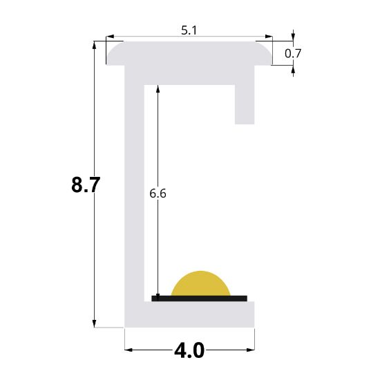 Picture of 3-Meters Opal LED Bar – PR-RE16-00 Profile with COB Strip – 7W/m 384LED/m 24V – 1m Single-Ended Power Cable