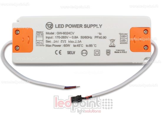 Picture of Ultra thin power supply 60W 24V with cables