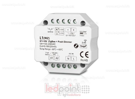Bild von 1-Kanal 0/1-10V Zigbee monochromatischer Dimmer-Empfänger, AC-Push-Dim, 2.4G RF, für Wand-Unterputzdose