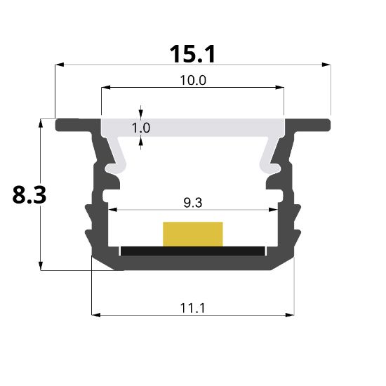 Picture of Recessed 15x8mm aluminium profile