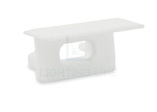 Bild von Weiß Endkappe mit Loch für Versorgungskabel für RE15-16 Aluminiumeinbauprofil