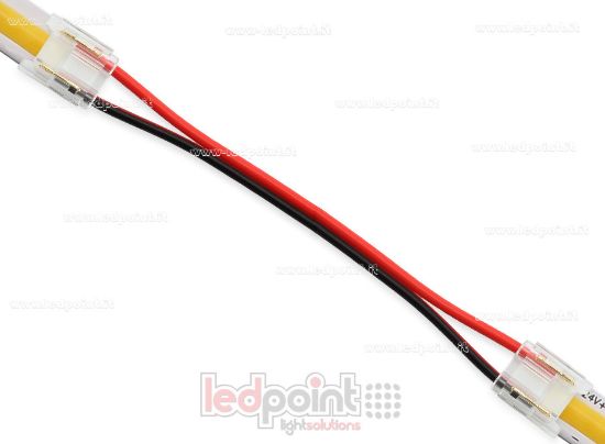 Immagine di Connettore doppio con cavo da 10cm per strisce led e COB da 8mm, 2 pin. versione ridotta