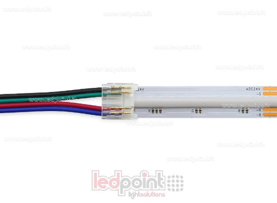 Bild von Verbinder mit 10cm Kabel, für 10mm PCB LED- und COB-Streifen, 4 Pins, transparente reduzierte Version