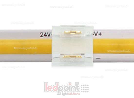 Immagine di Connettore trasparente per giunzione di strisce led e COB con PCB da 8mm, 2 pin