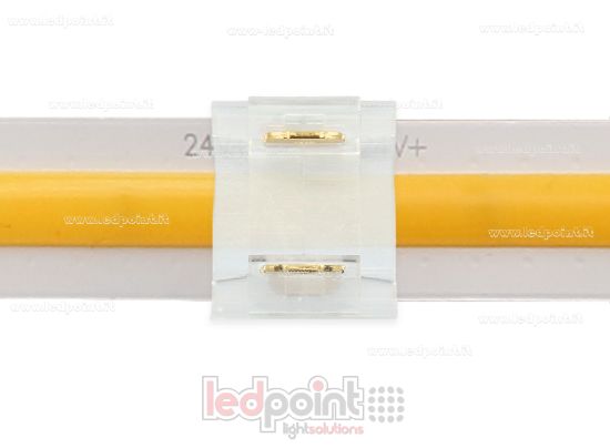 Immagine di Connettore trasparente per giunzione di strisce led e COB con PCB da 10mm, 2 pin