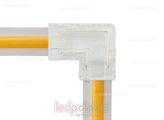 Bild von Transparenter L-förmiger Verbinder zur Verbindung von 10mm PCB-Streifen und COB mit 2 Pins