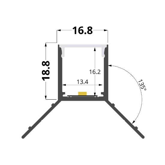 Immagine di Profilo in alluminio angolare per cartongesso verniciato bianco 42x32mm, 3 metri
