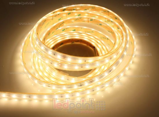 Immagine di Striscia led 5m bianco caldo 3000K 3step 2835 60led/m 24V 14,4W/m, IP65 tubo di silicone estruso bordi pieni interno vuoto