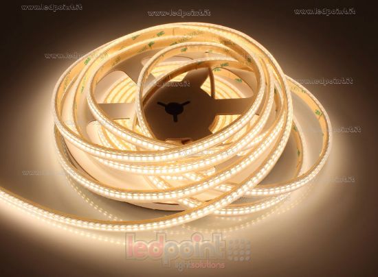 Picture of LED strip 5m warm white 3000K 3step 240leds/m Honglitronic 2835 24V 9,6W/m, PCB 6mm, IP65 extruded silicone tube with full edges (empty inside)