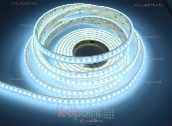 Immagine di Striscia led 5m bianco freddo 6500K 3step 2835 120led/m 24V 14,4W/m, IP65 tubo di silicone estruso bordi pieni interno vuoto