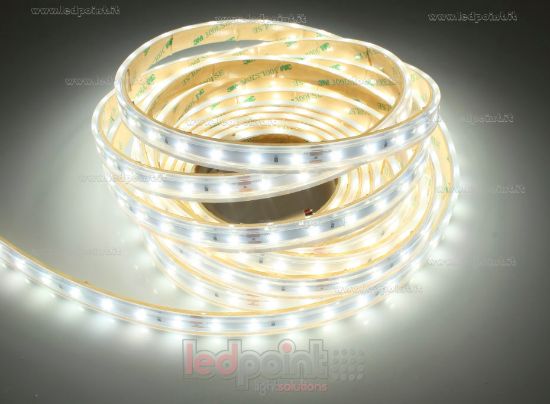 Immagine di Striscia led 5m bianco 4000K 3step 2835 60led/m 24V 14,4W/m, IP65 tubo di silicone estruso bordi pieni interno vuoto