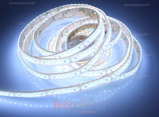 Immagine di Striscia led 5m led bianco 6000K 2835 Honglitronic 120led/m 24V 14,4W/m, IP67 silicone solido trasparente