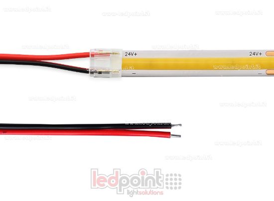 Picture of Connector with 10cm cable, for 8mm PCB LED and COB strips, 2 pins, transparent reduced version