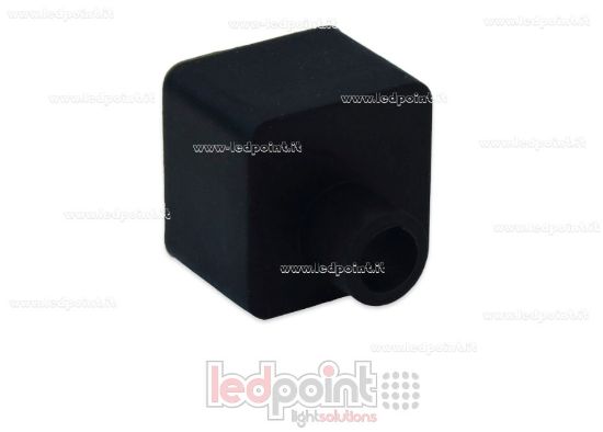 Immagine di Tappino finale nero con uscita frontale per cavo di alimentazione per Led Neon Flex 16x16mm