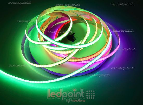 Bild von LED-Streifen 5m Pixel RGB + warm-weiß 3000K COB WS2814 chip IP65 CRI Ra>90 784LEDs/m 24V 21W/m