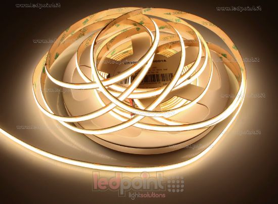 Picture of COB LED strip 5m warm white 3000K CRI>90 480leds/m 12V 4,8W/m 8mm PCB current control system