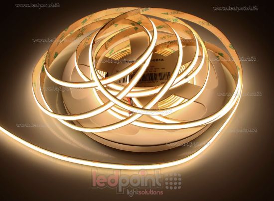 Immagine di Striscia led 5m bianco caldo 3000K CRI>90 480led/m 12V 2,4W/m PCB 8mm controllo in corrente