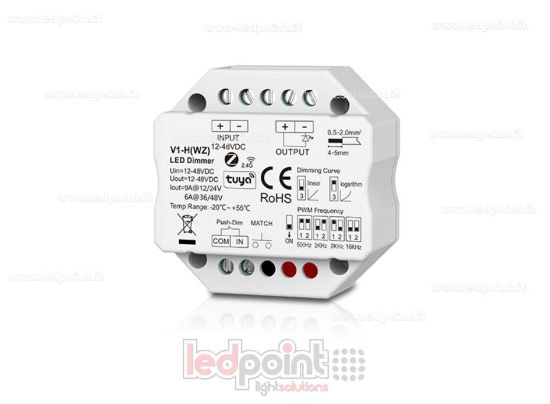 Picture of Zigbee & RF dimmer receiver for wall junction box, single-color with button, 1CH6A/9A, 12-48VDC, RF 2.4G