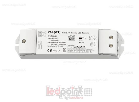 Immagine di Ricevitore dimmer monocromatico con pulsante,Wifi & RF, 1CH*15A 12/24V o 1ch*10A 36/48V RF 2.4G