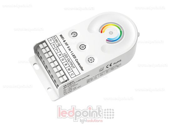 Immagine di Controller led RF WIFI, 12-24VDC, 5CH*3A 5*(36-72)W, touch button + RF 2.4GHz+ Wifi