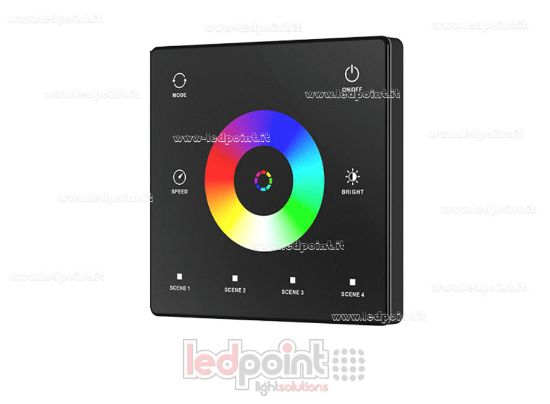 Picture of SPI RF RGB, RGBW Wall-Mounted Remote Control, Battery-Powered, Black, 3 VDC, 2.4 GHz RF