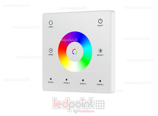 Picture of SPI RF RGB, RGBW Wall-Mounted Remote Control, Battery-Powered, White, 3 VDC, 2.4 GHz RF