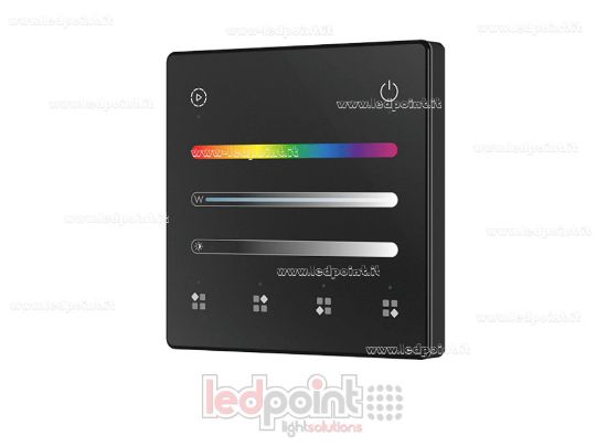 Picture of Battery-powered RGB/RGBW wall-mounted remote control, black, 4 zones, 2.4 GHz RF